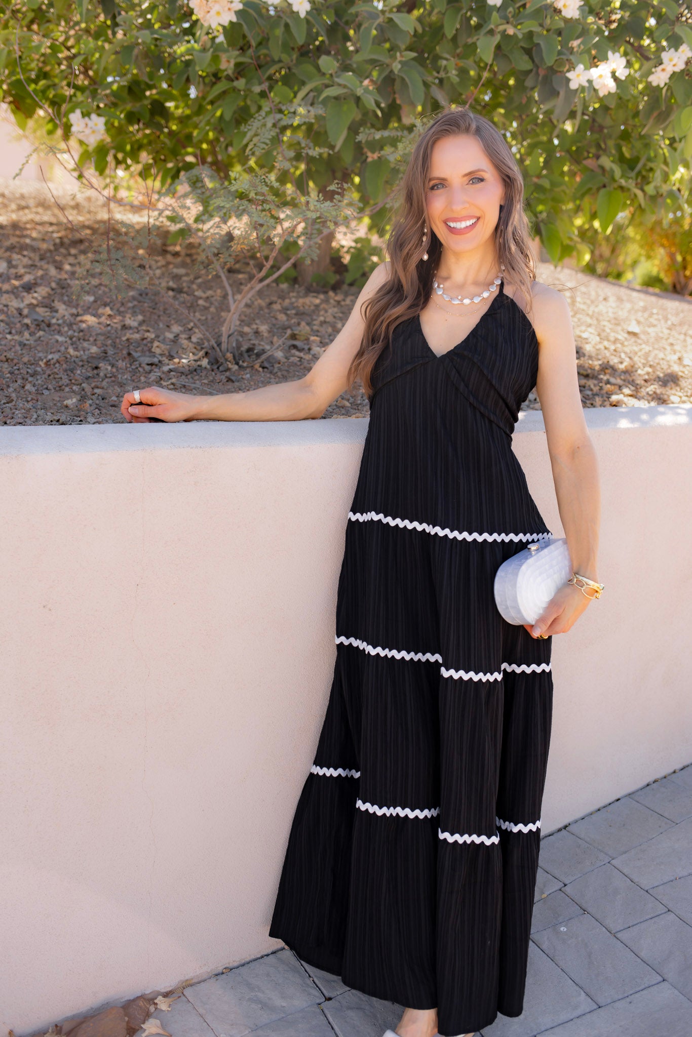 Tiered Lace Accent Maxi Dress