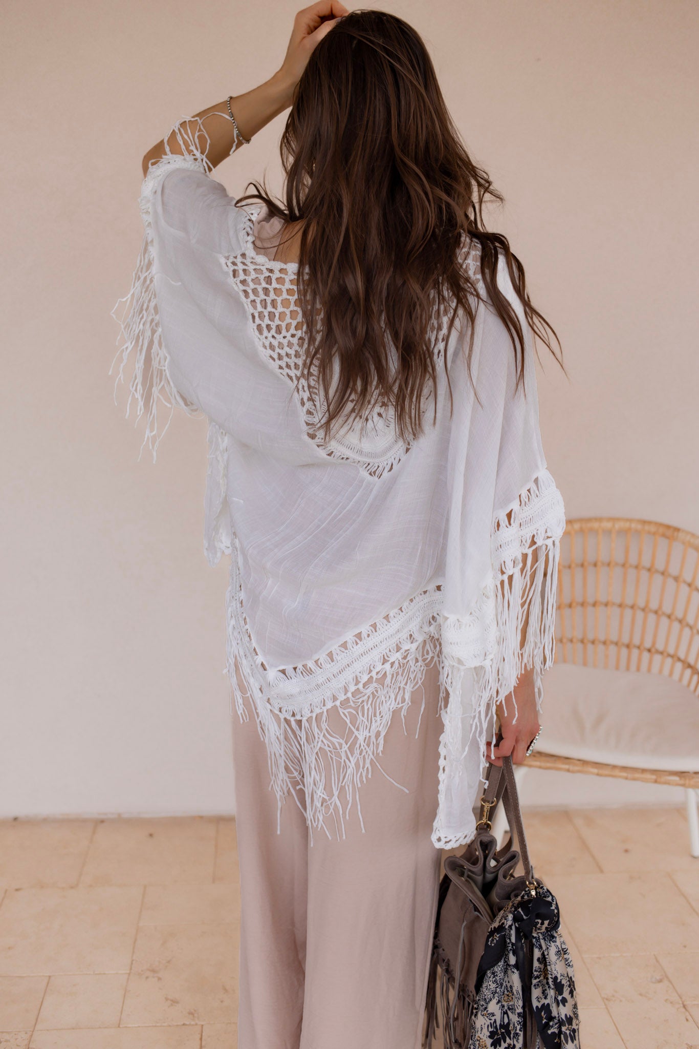 Festival Feels Crochet Medallion Tassel Kimono - Image 7