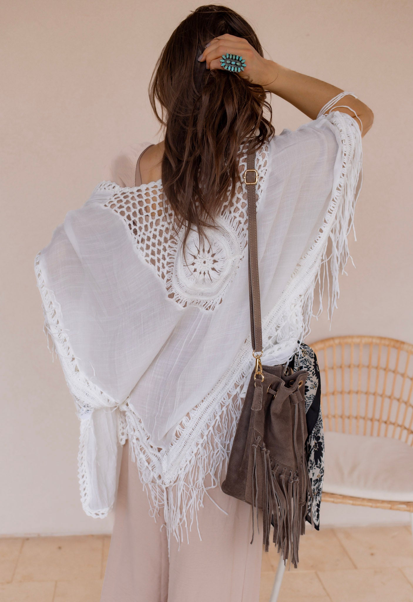 Festival Feels Crochet Medallion Tassel Kimono - Image 3