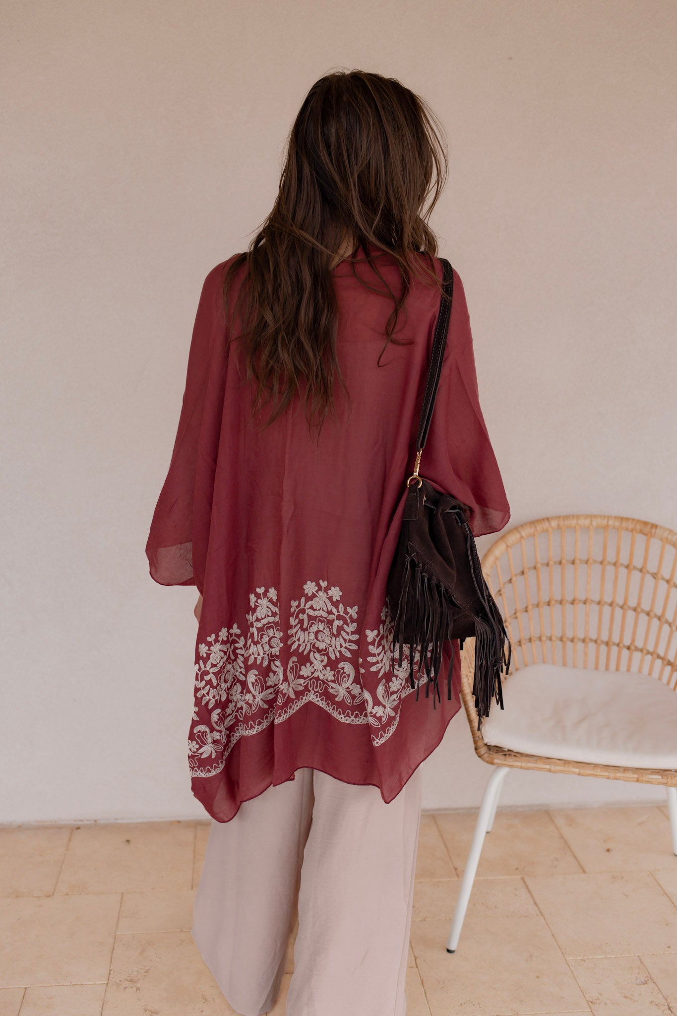 Floral Embroidered Stitch Kimono - Image 8
