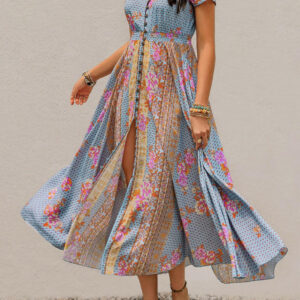 Boho Button Front Maxi Dress