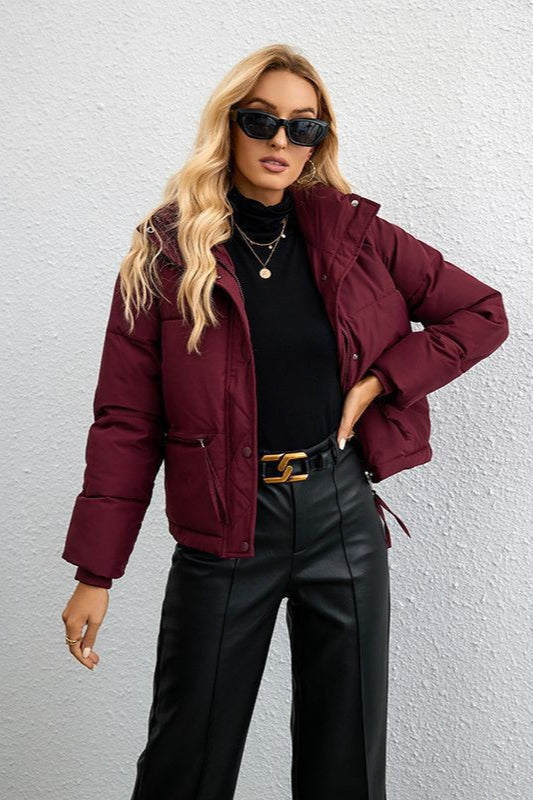 Short Stand Collar Puffer Coat - Image 23