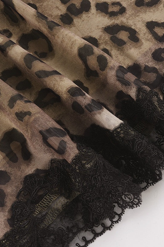 Low Waist Leopard Lace Mesh Skirt - Image 6