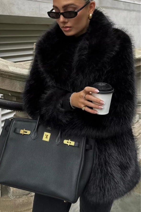 Solid Eco Faux Fur Coat - Image 3
