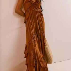 Ruffled Halter Neck Maxi Dress