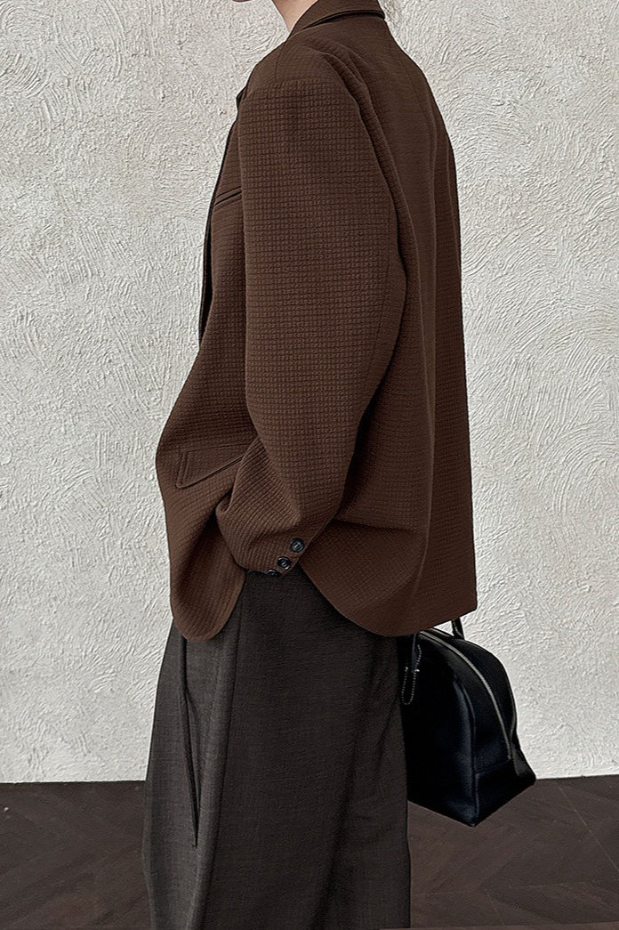 Waffle Textured Oversized Blazer - Image 5