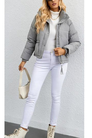 Short Stand Collar Puffer Coat - Image 13