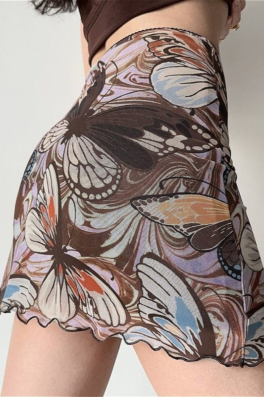 Vintage Printed Mesh Bodycon Mini Skirt - Image 4