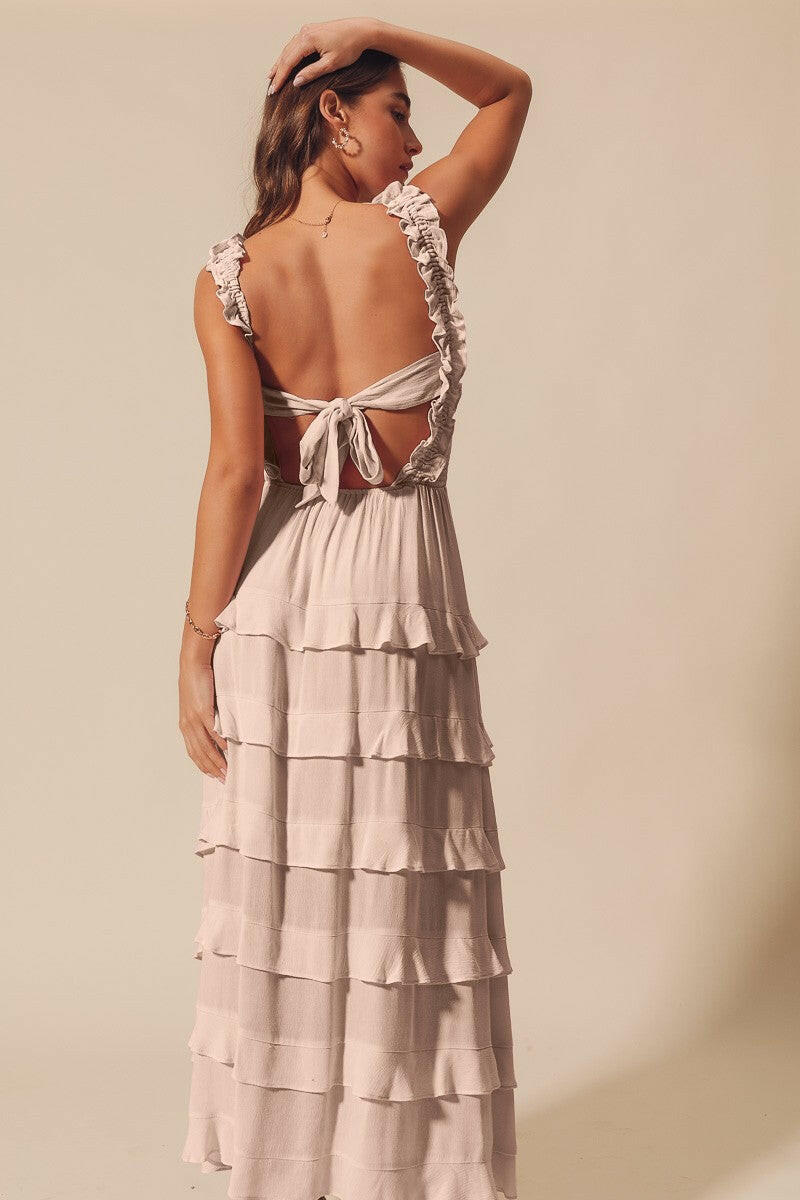 Smocked Ruffle Tier Open Back Maxi Dress - Image 2