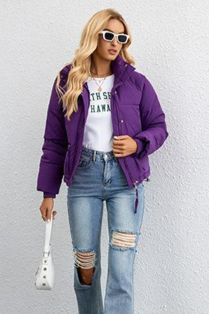 Short Stand Collar Puffer Coat - Image 17