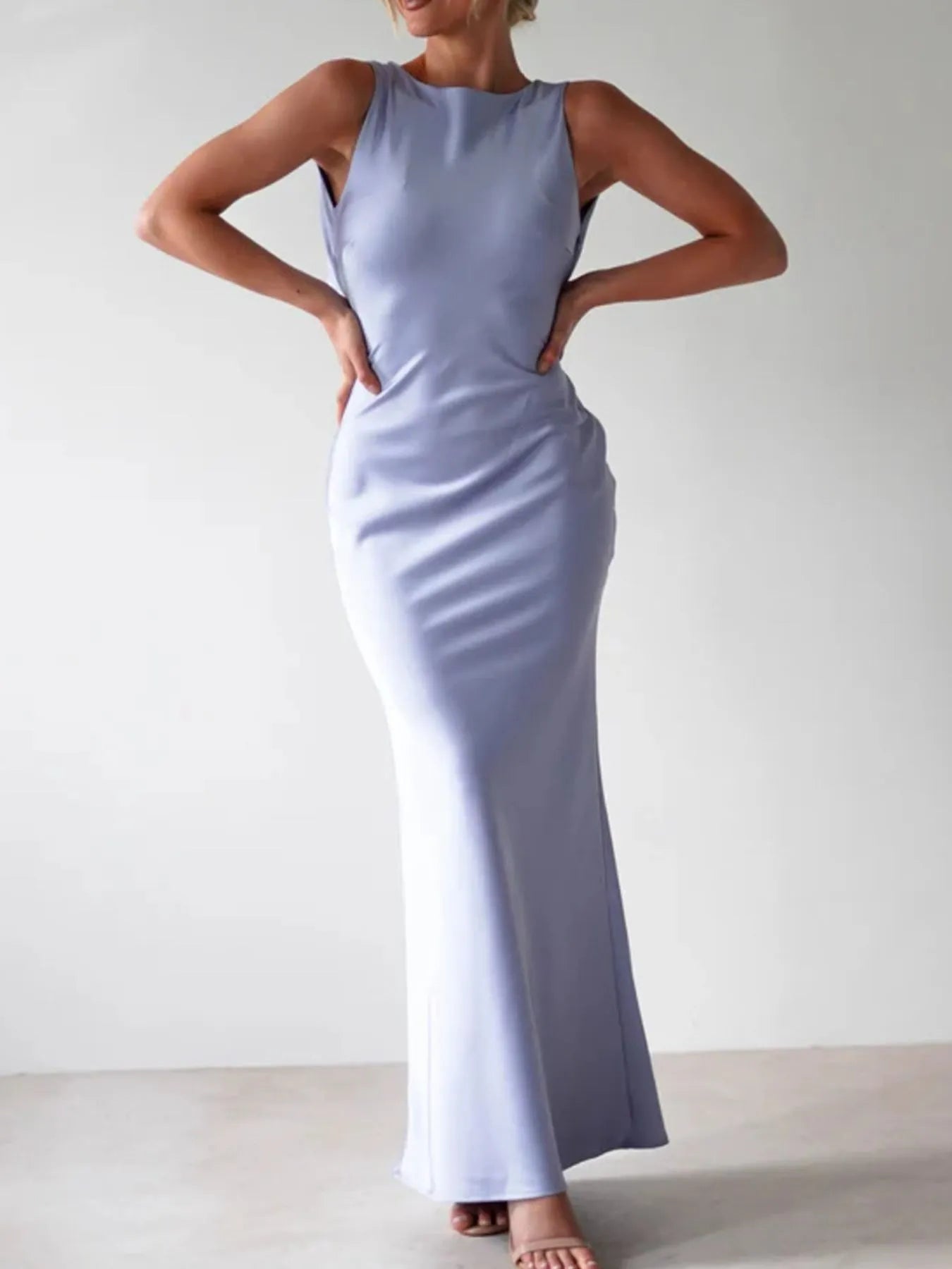 Satin Sleeveless Maxi Dress - Image 5