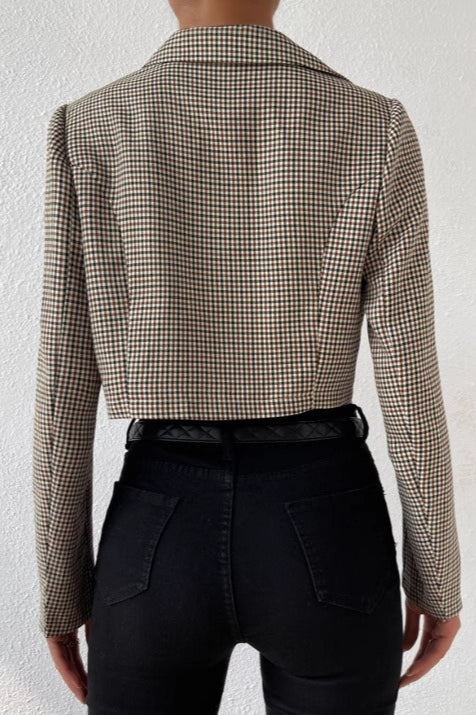 Houndstooth Cropped Blazer - Image 3