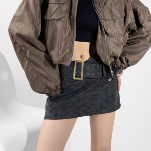Cropped Cargo High Neck Coat