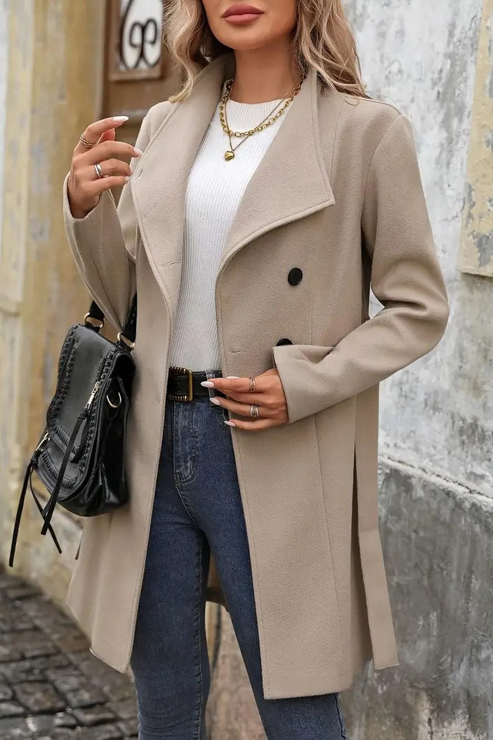Wool Blend Mid-Length Single Breasted Coat - Image 3