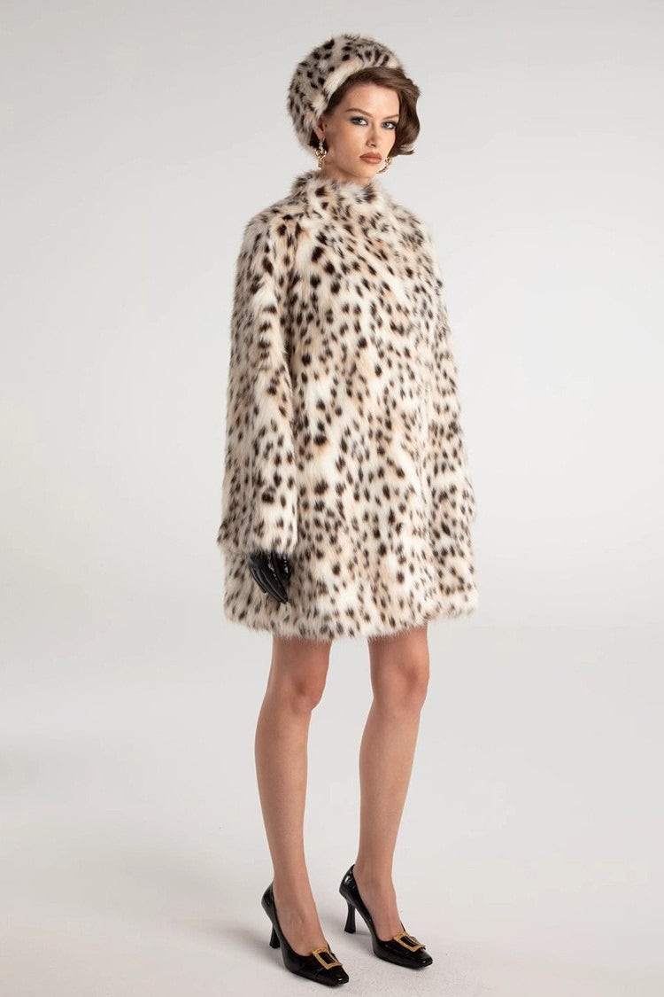 Leopard Print Faux Fur Trench Coat - Image 2