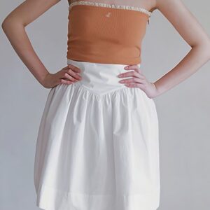 High Waist Pleated Waistband Solid Tulip Vintage Youthful Mini Skirt