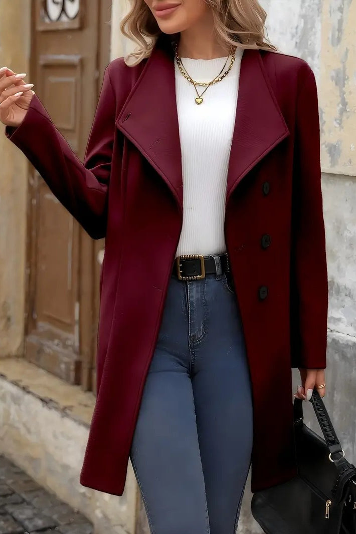 Wool Blend Mid-Length Single Breasted Coat - Image 7
