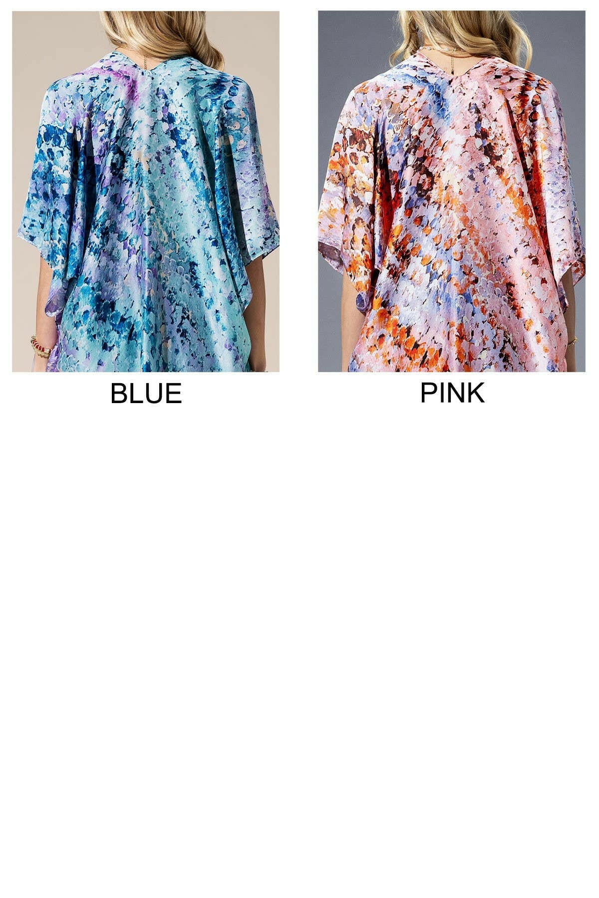 Abstract Print Silky Feel Kimono - Image 14