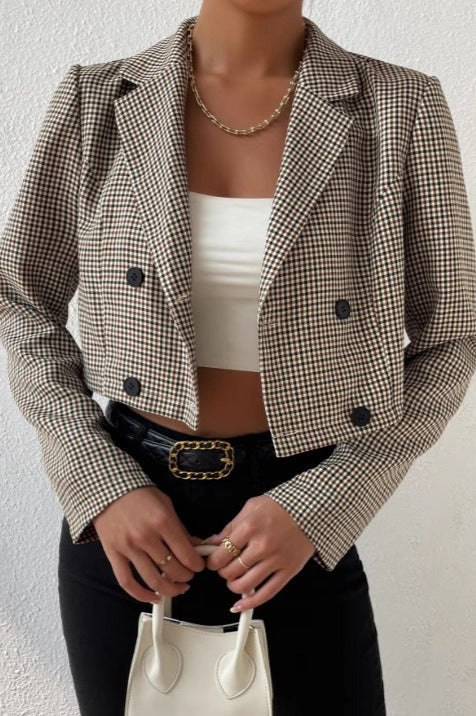 Houndstooth Cropped Blazer - Image 4