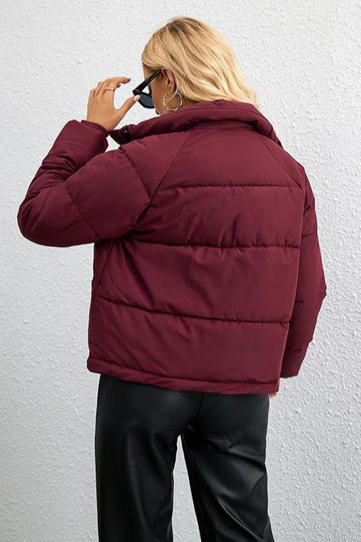 Short Stand Collar Puffer Coat - Image 24