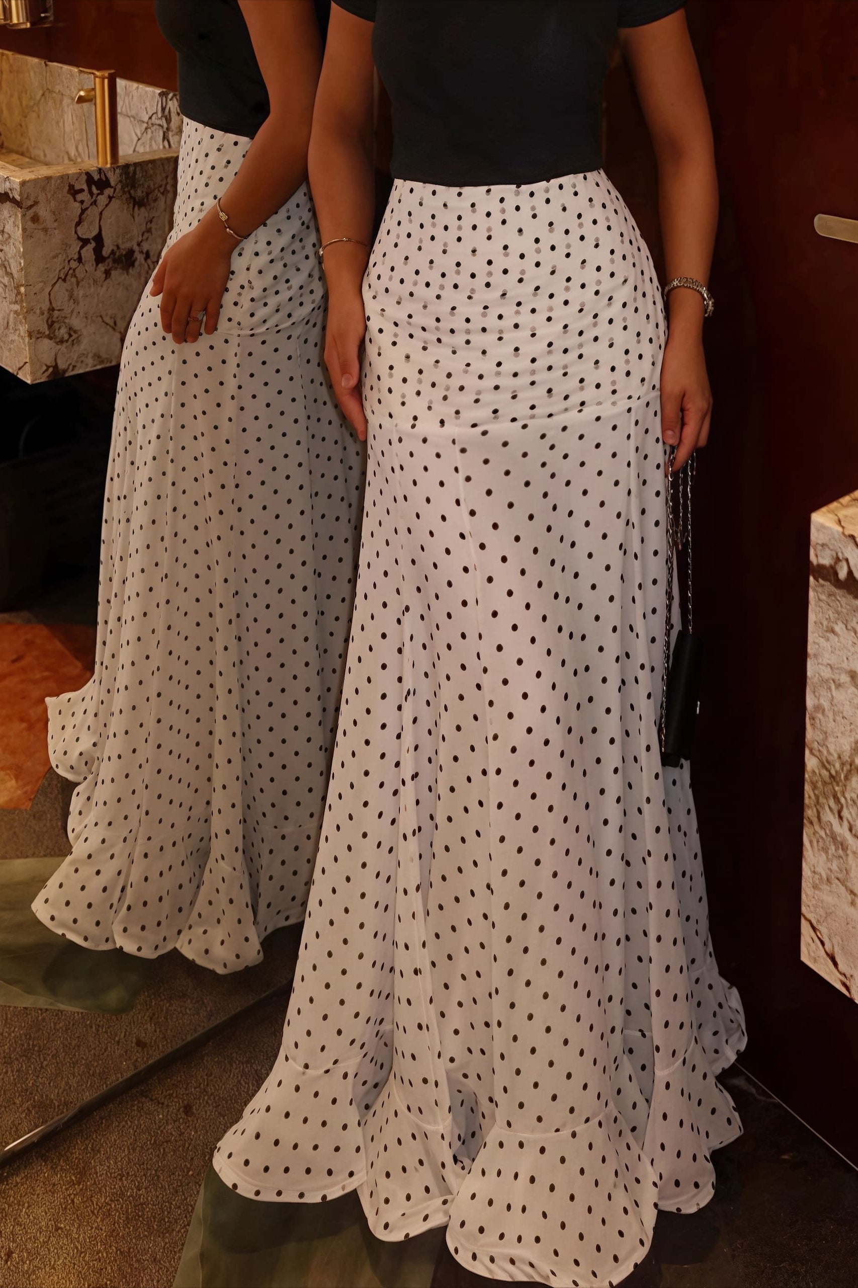 High Waist Polka Dot Hip Long Skirt - Image 2