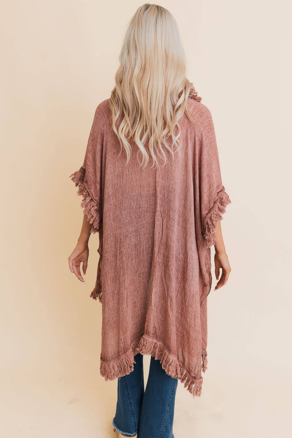 Sun-Bleached Fringe Ruffle Kimono - Image 8
