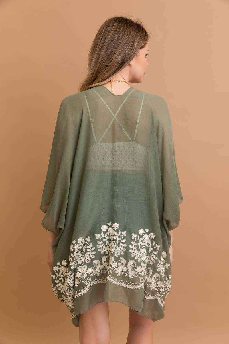 Floral Embroidered Stitch Kimono - Image 11