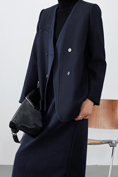 V Neck Single Breasted Blazer - Image 6
