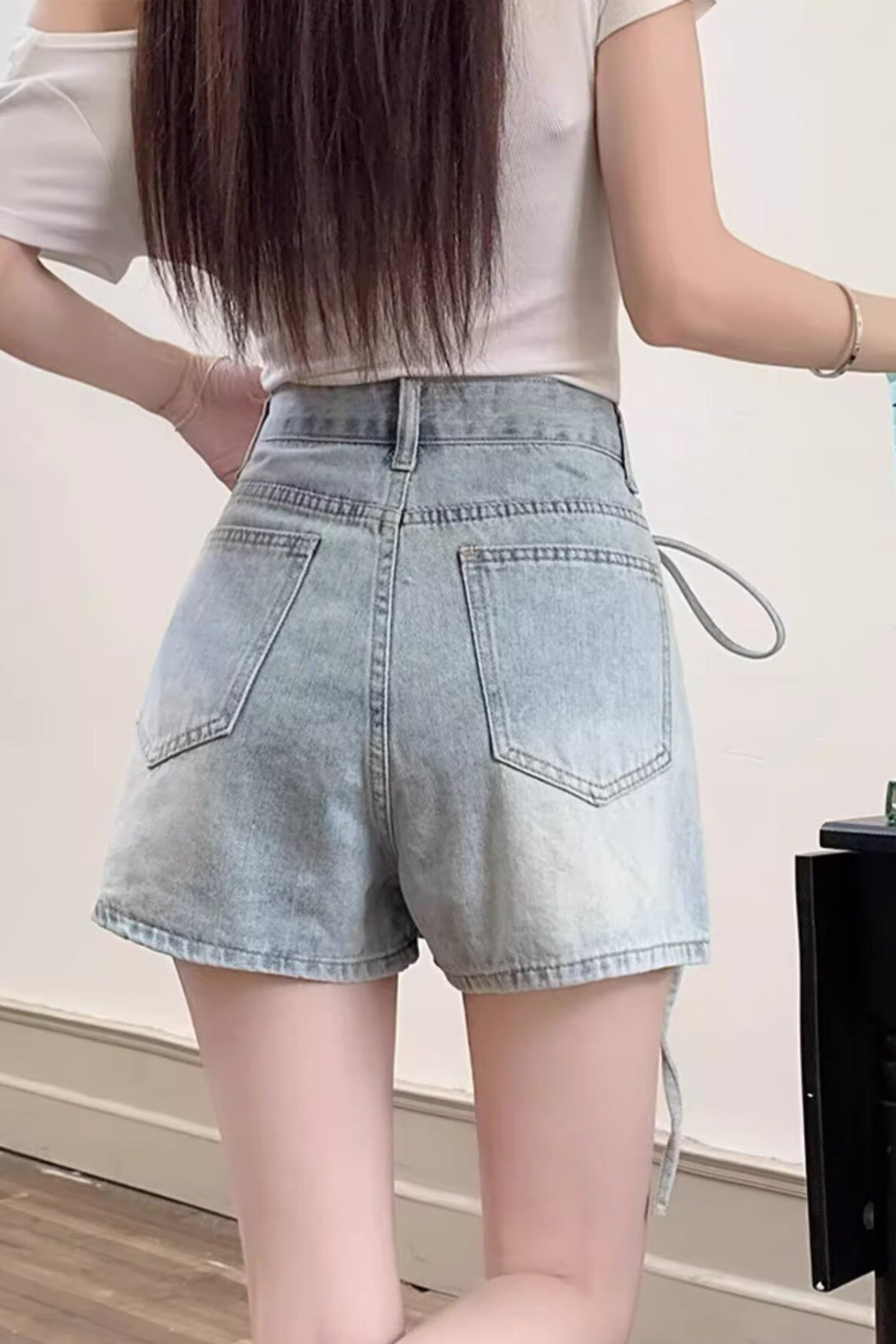High Waist Denim Skort A Line Bodycon Mini Skirt - Image 4