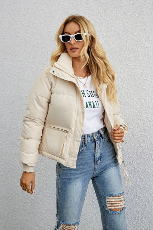 Short Stand Collar Puffer Coat