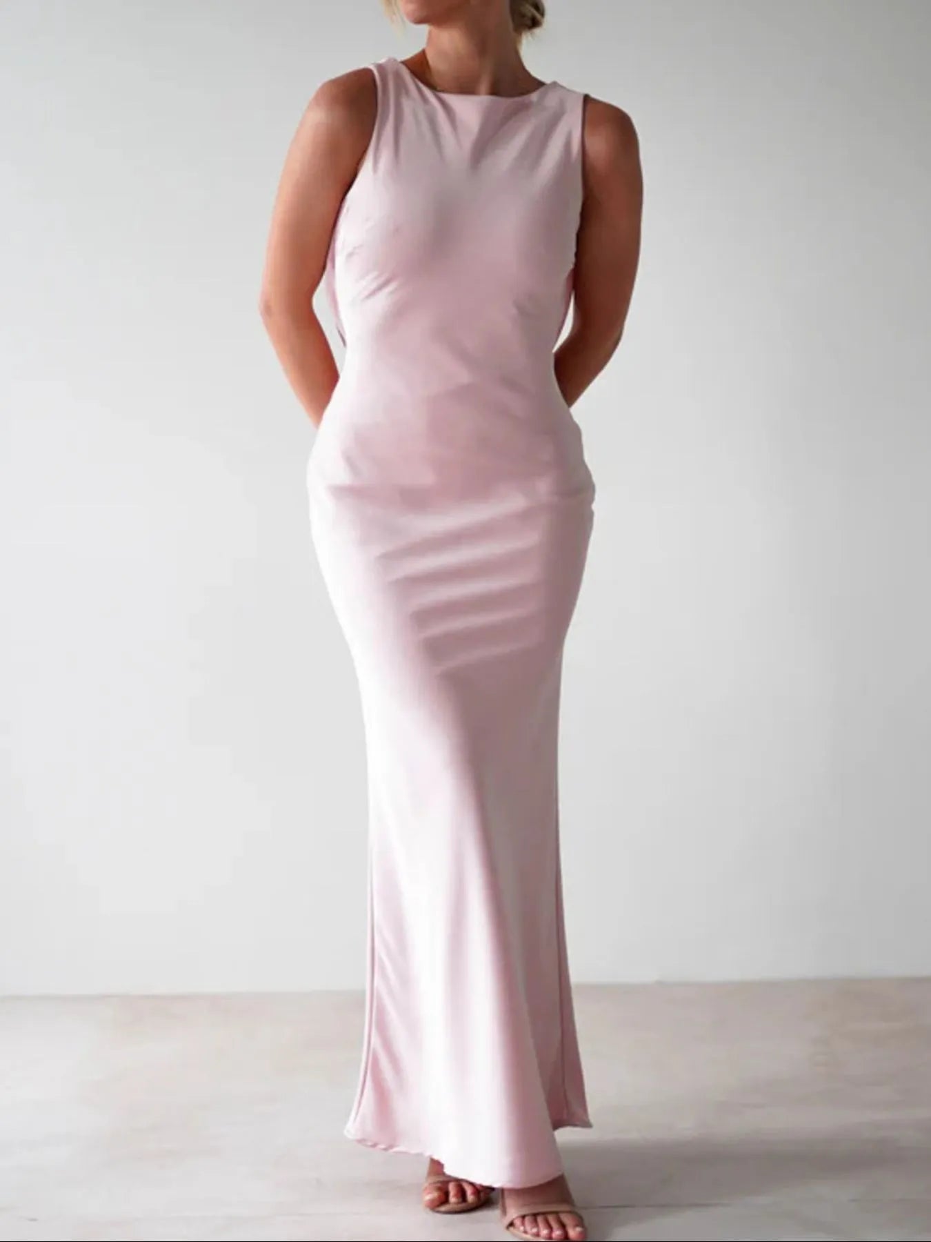 Satin Sleeveless Maxi Dress - Image 13