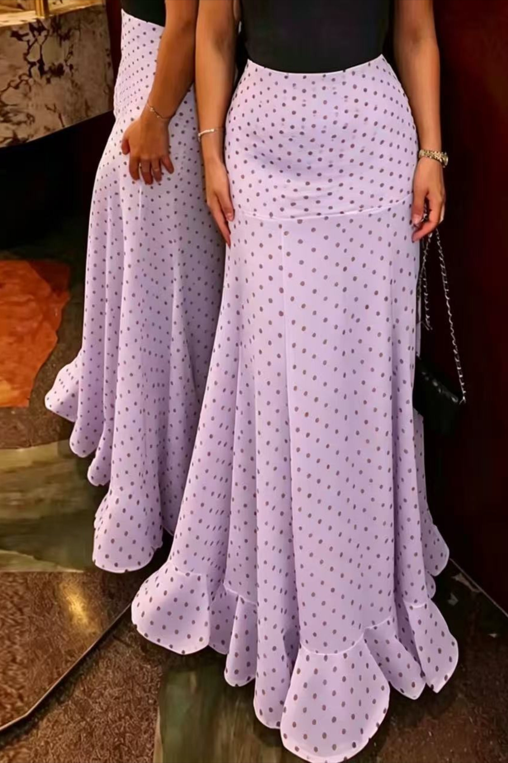 High Waist Polka Dot Hip Long Skirt - Image 6