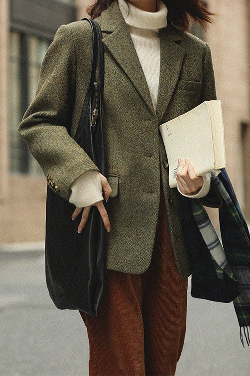 Wool Blend Single Breasted Blazer - Image 2