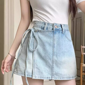 High Waist Denim Skort A Line Bodycon Mini Skirt