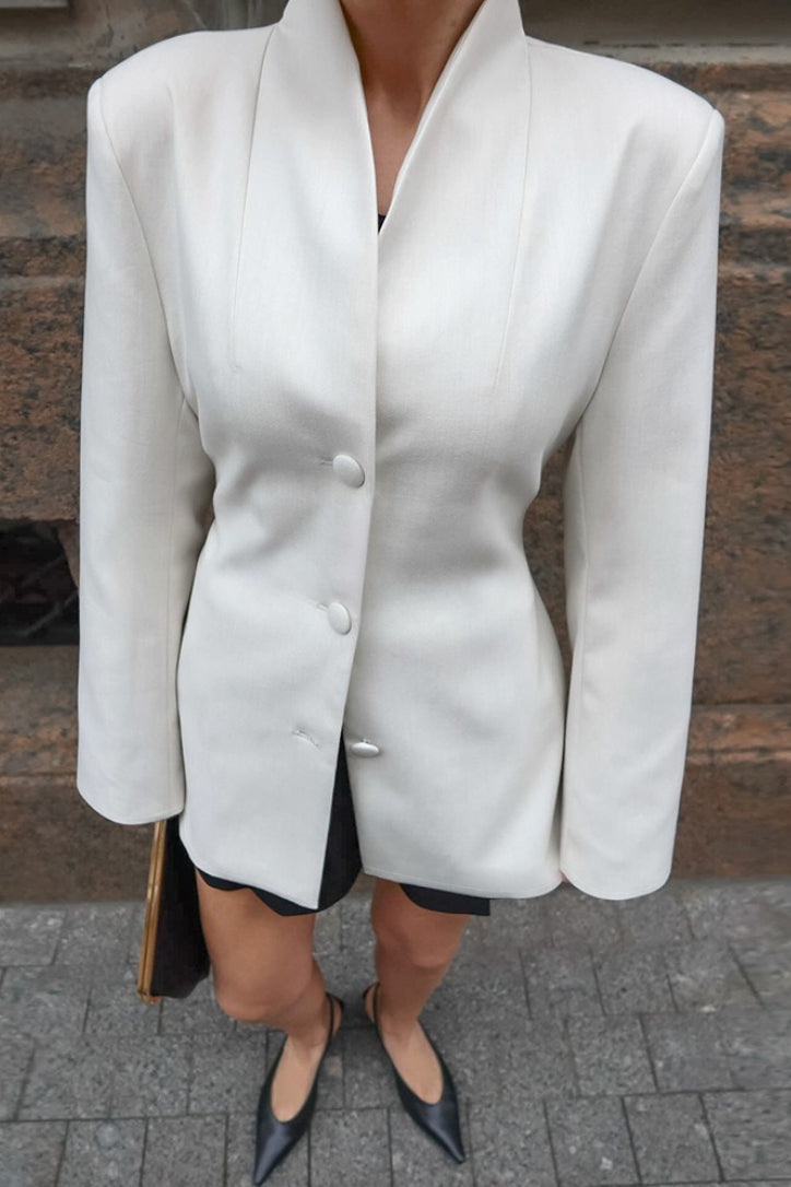 Minimalist Casual Waist-Cinched Slim Blazer - Image 3