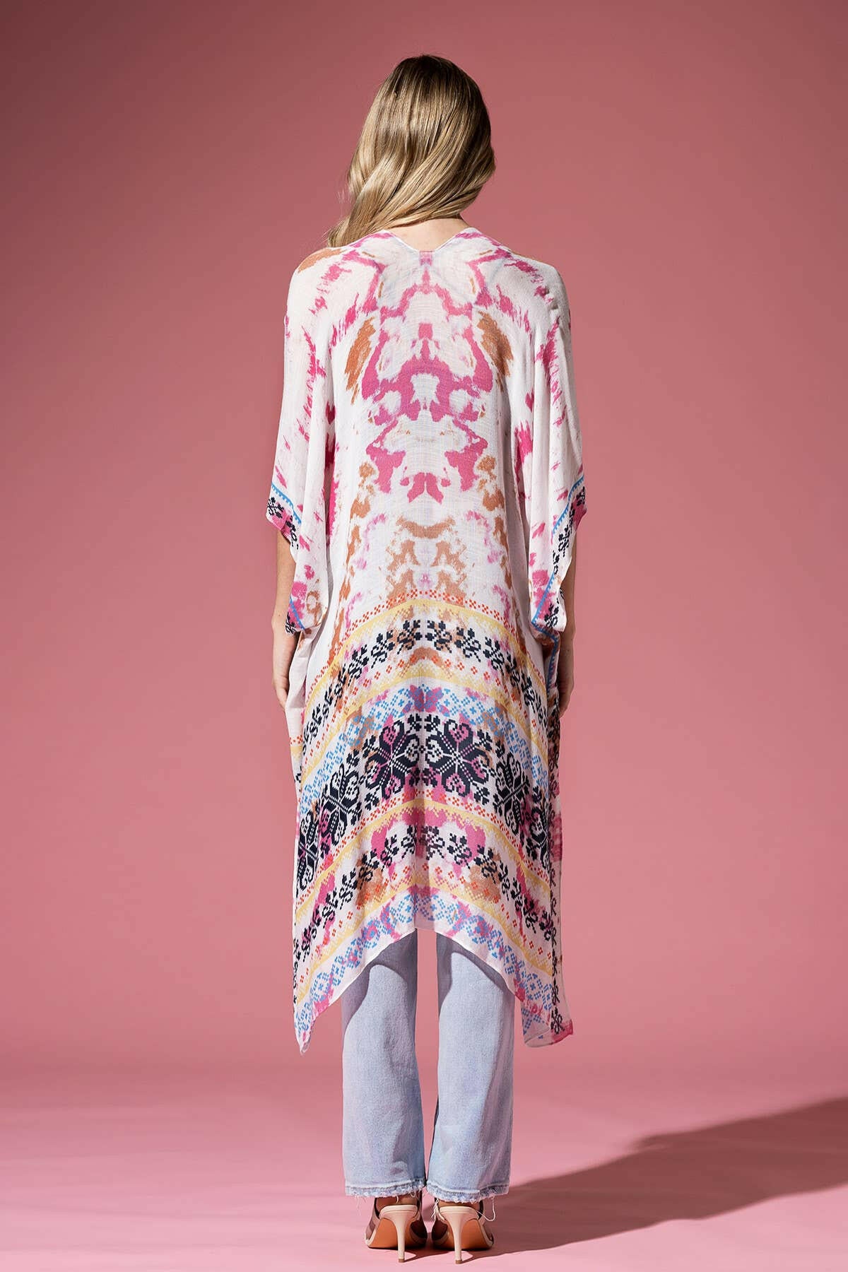 Tie Dye with Ethnic Border Motif Kimono - Image 4