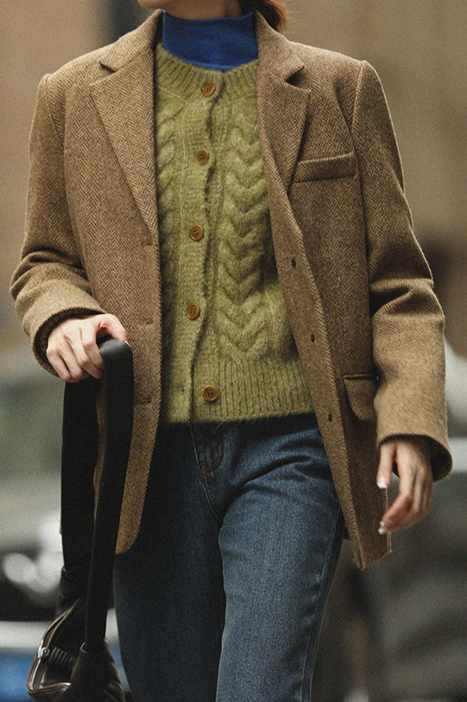 Wool Blend Single Breasted Blazer - Image 10