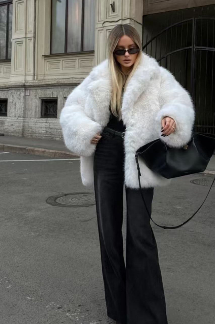Solid Eco Faux Fur Coat - Image 6