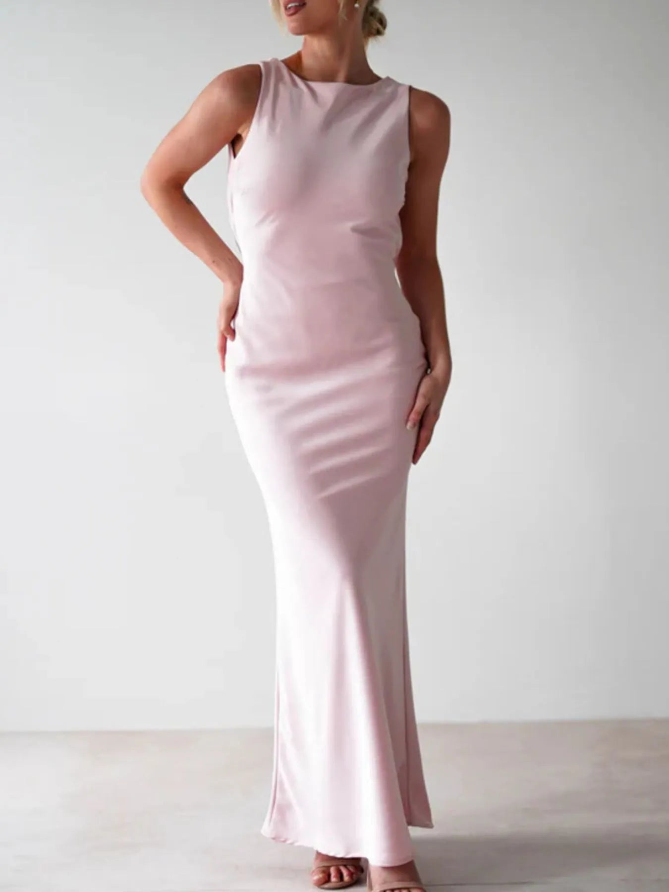 Satin Sleeveless Maxi Dress - Image 14