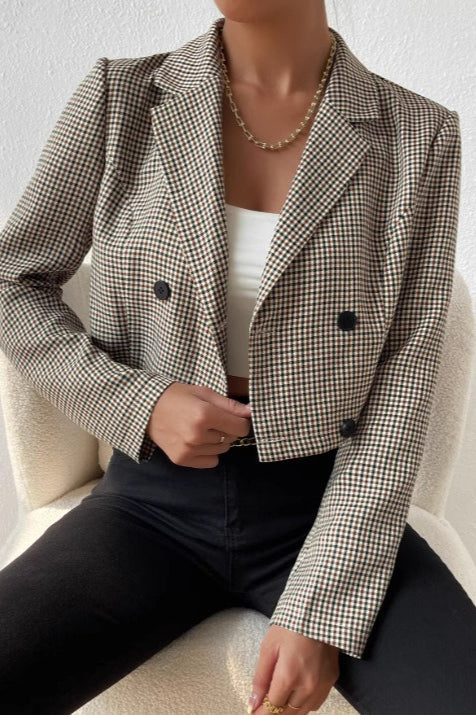 Houndstooth Cropped Blazer - Image 2