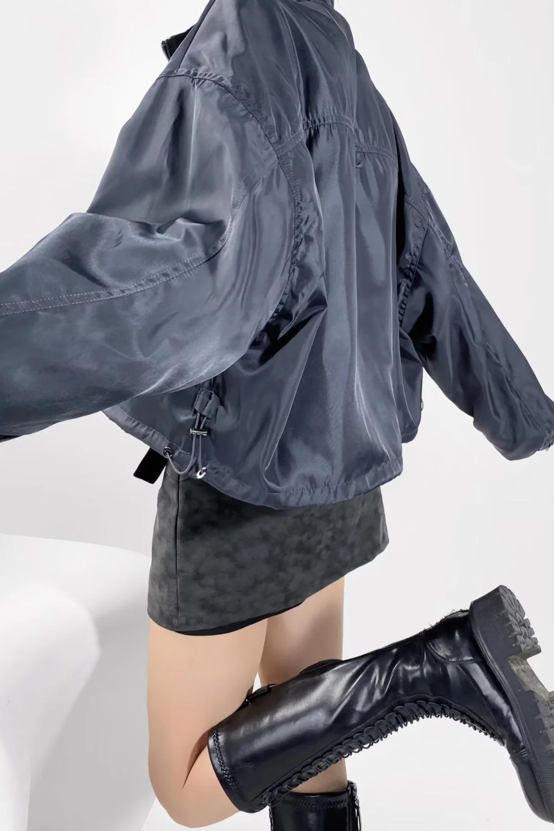 Cropped Cargo High Neck Coat - Image 3