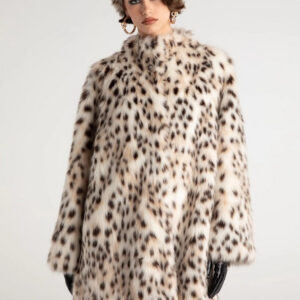 Leopard Print Faux Fur Trench Coat