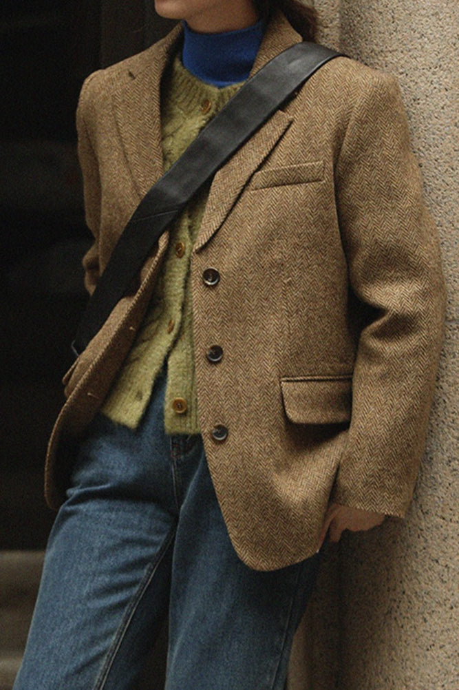 Wool Blend Single Breasted Blazer - Image 8