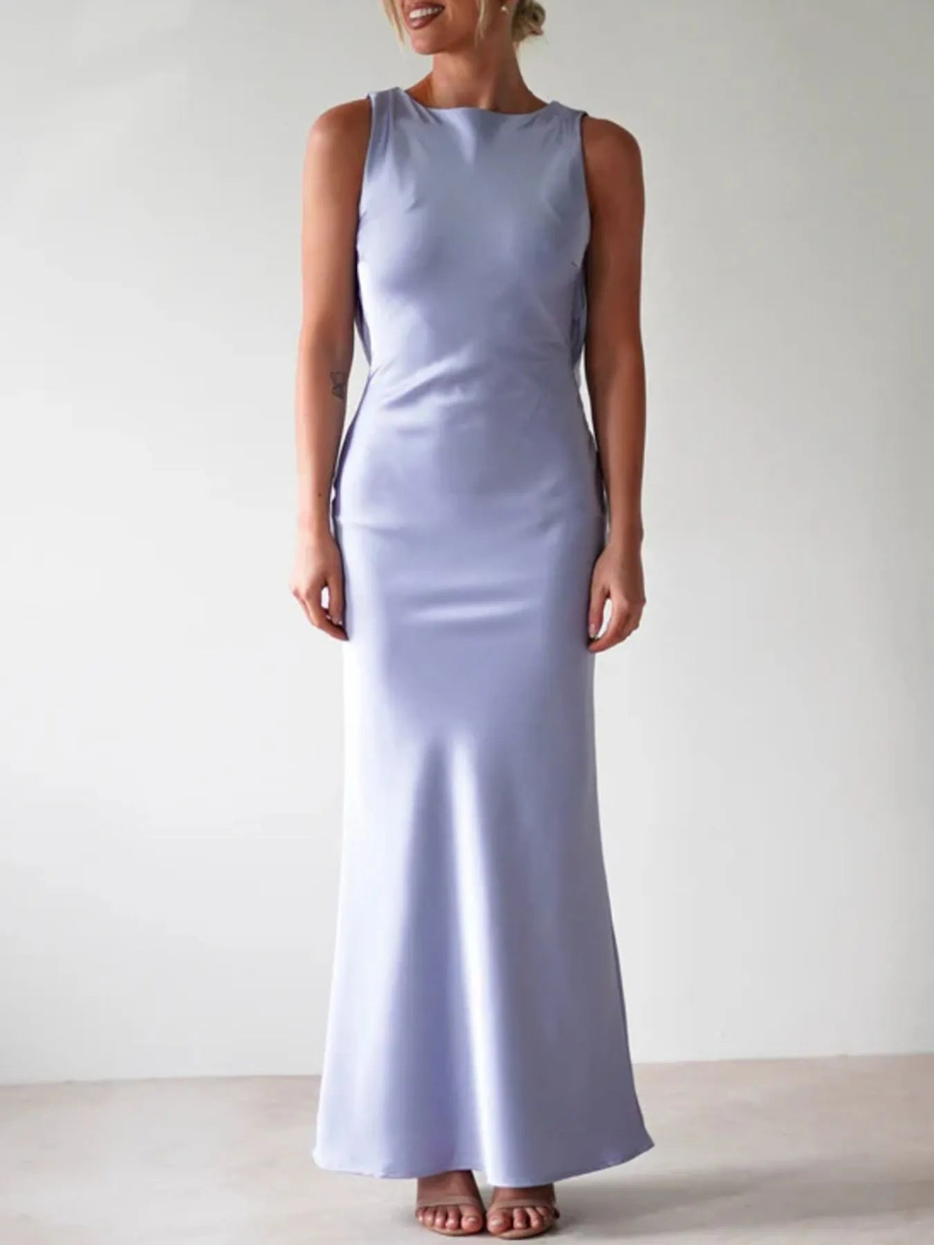 Satin Sleeveless Maxi Dress - Image 4