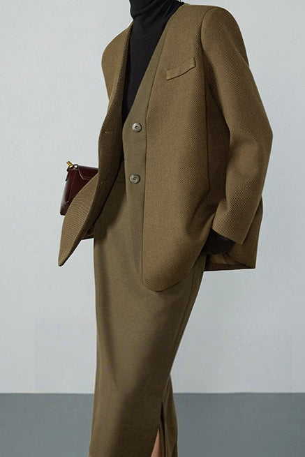V Neck Single Breasted Blazer - Image 4