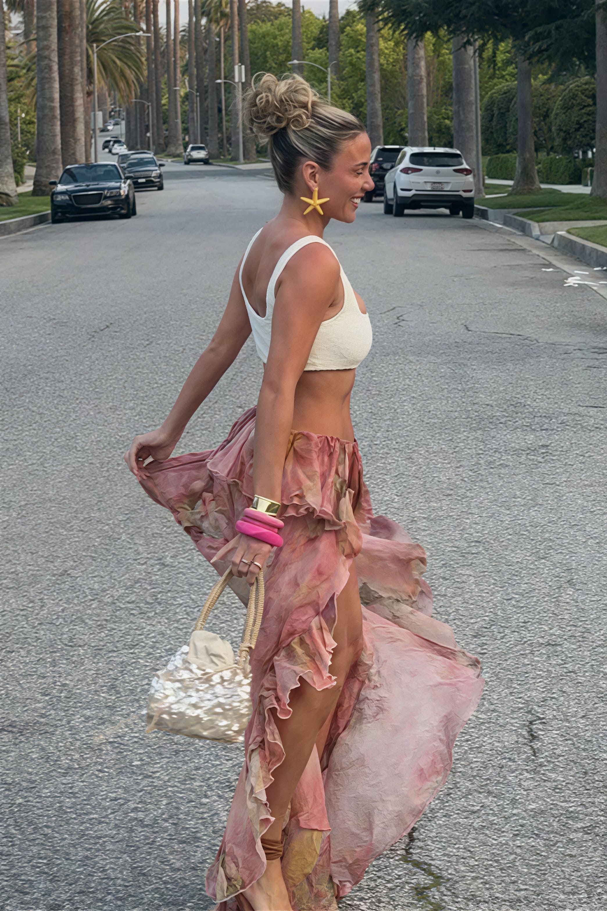 Floral Ruffled Asymmetrical Layered Skirt - Image 4