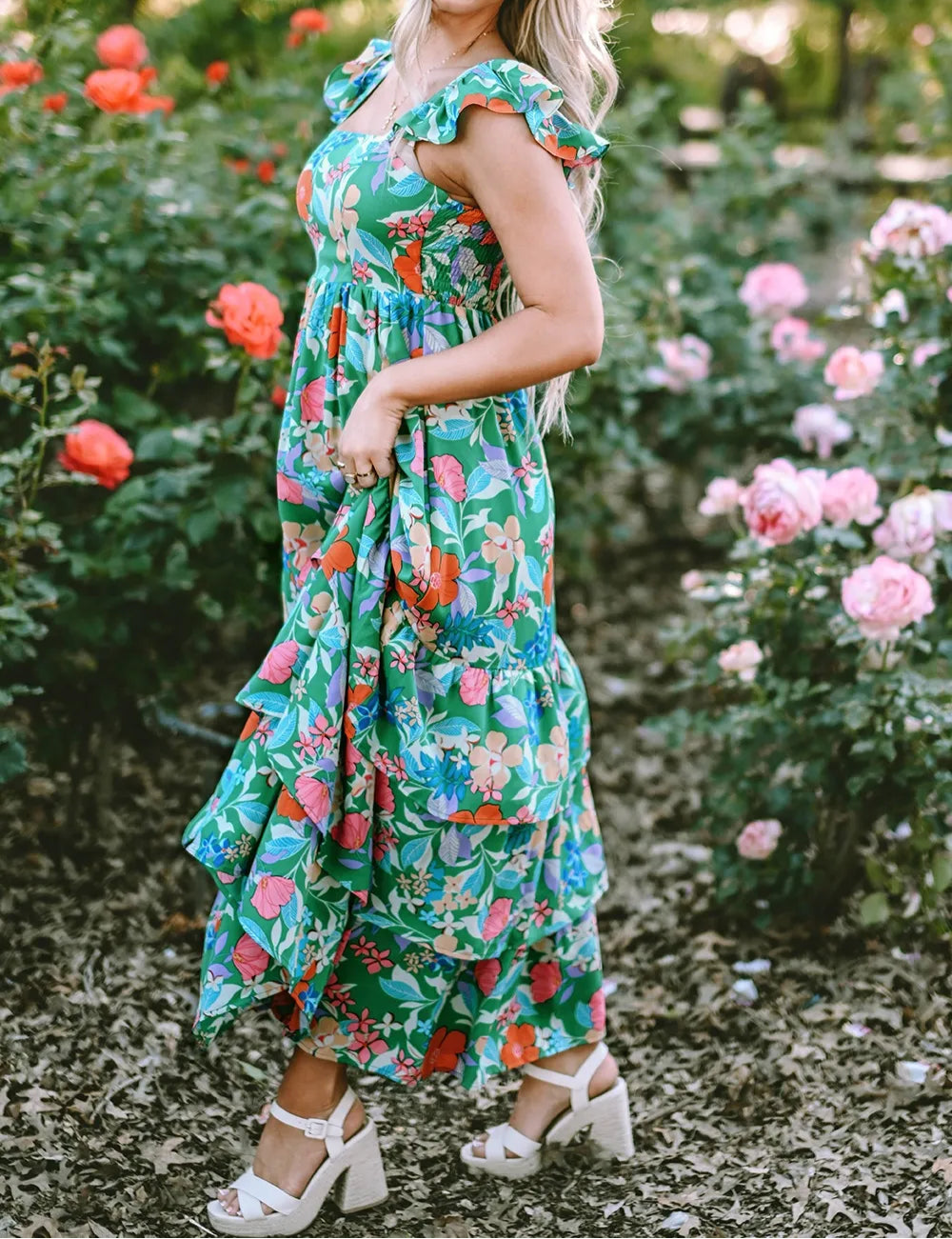 Tiered Ruffle Print Sleeveless Dress - Image 3