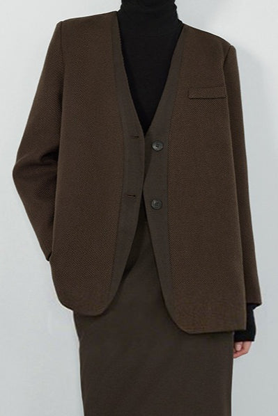 V Neck Single Breasted Blazer - Image 2