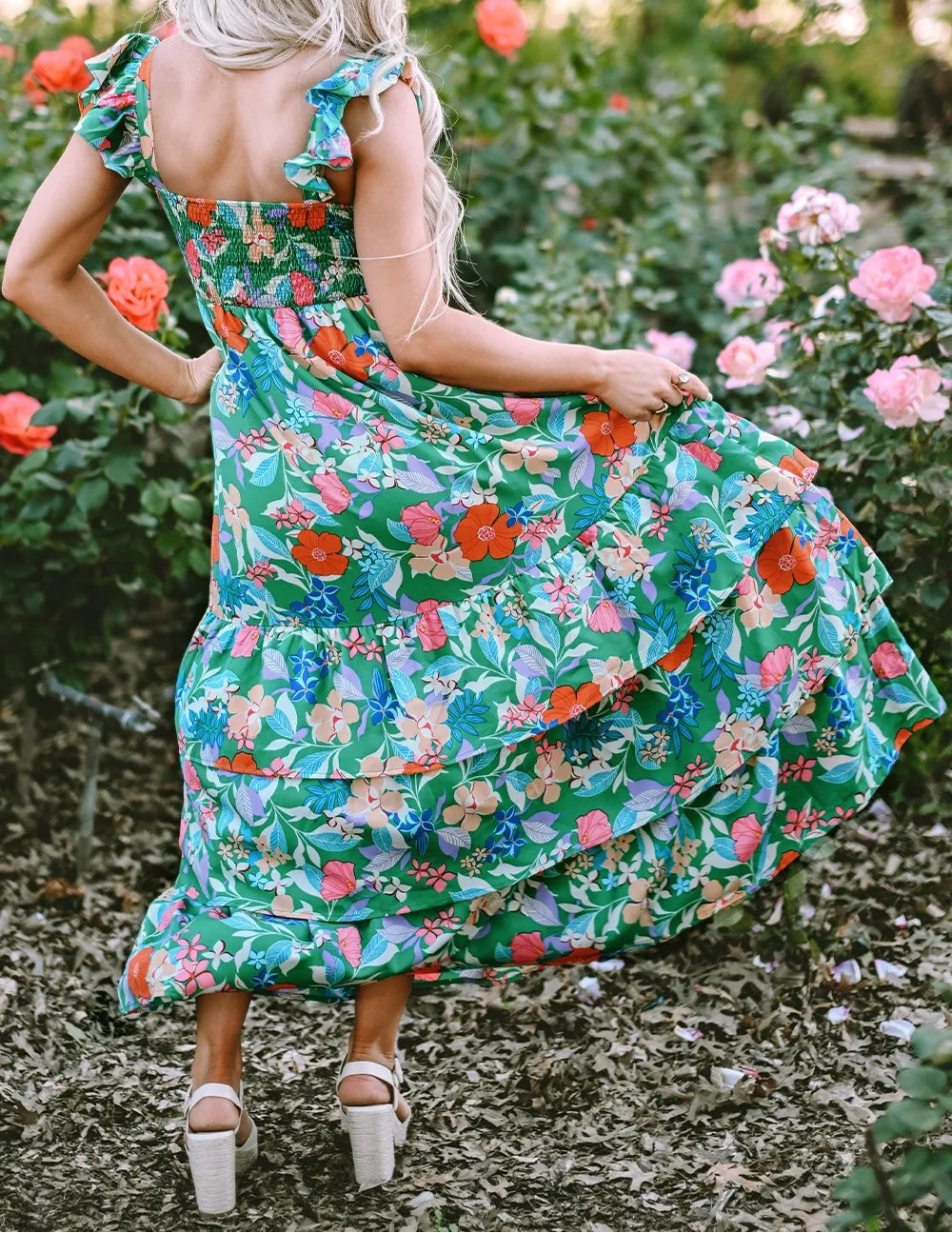 Tiered Ruffle Print Sleeveless Dress - Image 4