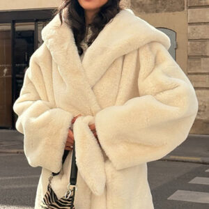 Faux Fur Belted Hooded Coat